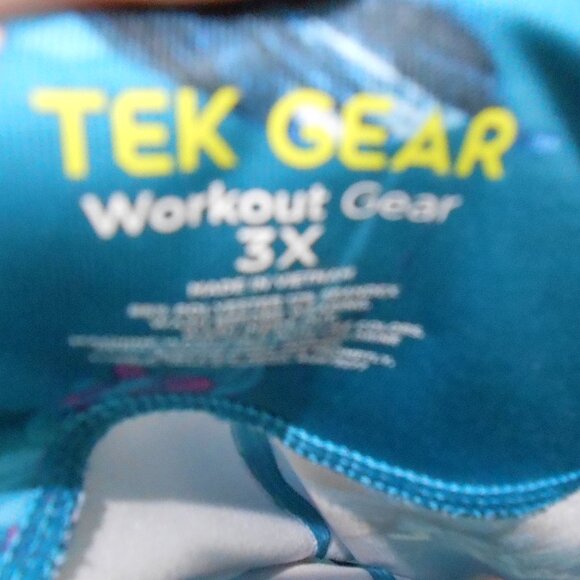 Tek Gear Workout Gear Women's Teal Blue Floral Print Gym Pants-Size 3X - Picture 3 of 4